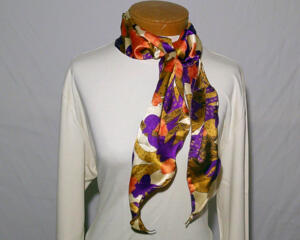 This shows the beautiful vibrant colors and the look when tied at the neck.